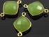 Apple Green Chalcedony Faceted Cushion Connector, (BZC3038)