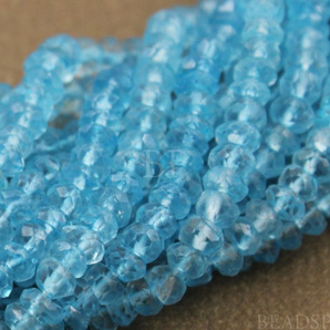 Blue Topaz Micro Faceted Rondelle Beads, 2.5 - 3 mm (BTMicfrndl) - Beadspoint