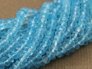 Blue Topaz Micro Faceted Rondelle Beads, 2.5 - 3 mm (BTMicfrndl) - Beadspoint