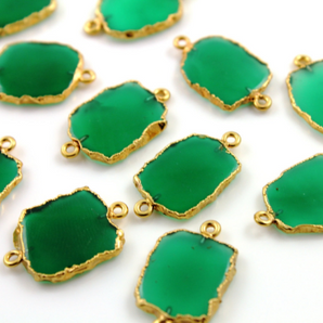 Green Onyx Gold Electroplated Connector, (BZC9030/GNX/CNT) - Beadspoint