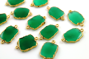 Green Onyx Gold Electroplated Connector, (BZC9030/GNX/CNT) - Beadspoint