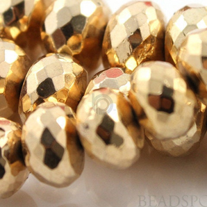 Pyrite Rose Gold Colored Large Faceted Roundels, (4PYR8-9FRNDL(C)) - Beadspoint