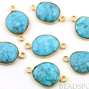 Turquoise Faceted Oval Connector Bezel, (BZC7105-MD) - Beadspoint