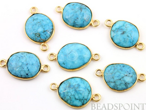 Turquoise Faceted Oval Connector Bezel, (BZC7105-MD) - Beadspoint