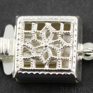 Sterling Silver Filigree Box Clasp w/ 1 Ring, (SS/956/1) - Beadspoint