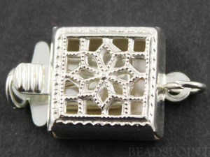 Sterling Silver Filigree Box Clasp w/ 1 Ring, (SS/956/1) - Beadspoint