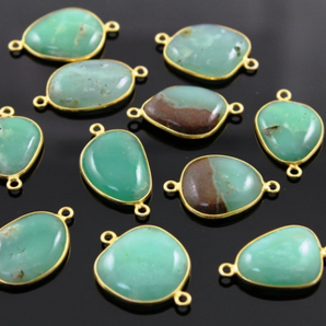 Bio Chrysoprase Bezel Connector, (BZC7349-A) - Beadspoint