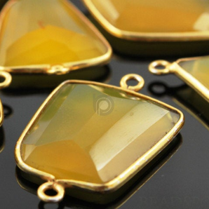 Yellow Calcedony Faceted Fancy Bezel, (BZC7378) - Beadspoint