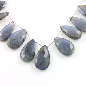 Blue Flashes Labradorite Faceted Pear Briolettes Beads, (LAB28x17PR) - Beadspoint