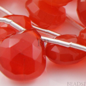 Carnelian Micro Faceted Heart Drops, (CAR9x9Fhrt) - Beadspoint