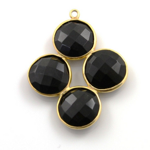 Black Onyx, 1.3'' Long Faceted Bezel, (BZC8088) - Beadspoint