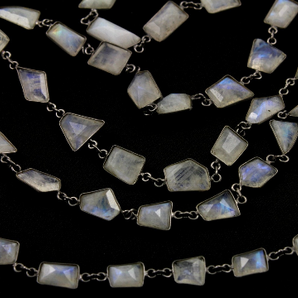 Rainbow Moonstone Faceted Fancy Cut Chain, (RNBFCY-12) - Beadspoint