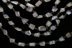 Rainbow Moonstone Faceted Fancy Cut Chain, (RNBFCY-12) - Beadspoint