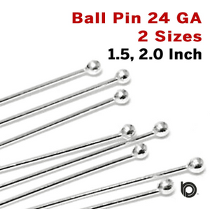 Sterling Silver 24 GA Ball Head Pin (SS/B24) - Beadspoint