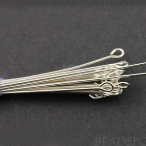 Sterling Silver 1 inch Eye Pin .65 mm 22 GA, (SS/E22/100) - Beadspoint