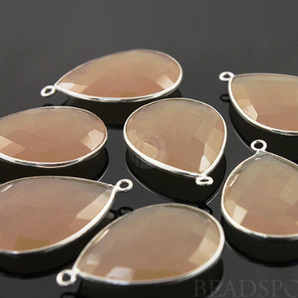 Sand Chalcedony faceted Pear Bezel, 20x30 mm (SSBZ7084) - Beadspoint