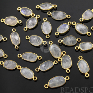 Rainbow Moonstone Faceted Oval Connector,(RNBC8x15) - Beadspoint