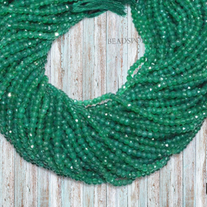 Natural Shaded Green Onyx Rondelle Beads, 1 Full Strand, 13 Inches, Onyx Faceted Roundels, 4 mm Rondelle Beads, Onyx Beads, (GNX4RNDL) - Beadspoint