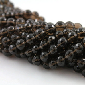 Smokey topaz faceted round beads, (TPZSM/RD/6-8) - Beadspoint