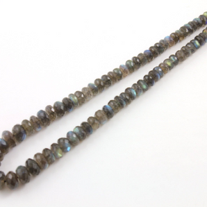 Labradorite Faceted Roundels Necklace, (LAB/8x5/RNDL) - Beadspoint