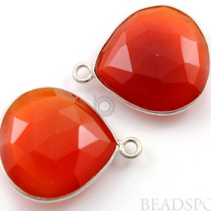 Carnelian Faceted Heart Bezel, (SSBZC6092) - Beadspoint