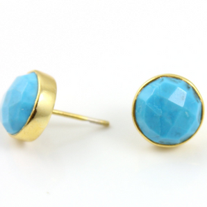 Turquoise Ear Studs w/ Ear Nuts ,1Pair, (ST/TURQ/01) - Beadspoint