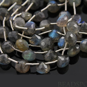 Grey Labradorite faceted Onion Drops, (LAB6ONION) - Beadspoint