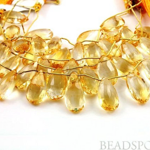 Warm Honey Citrine Faceted  Pear Drops, (CITLRGPear) - Beadspoint