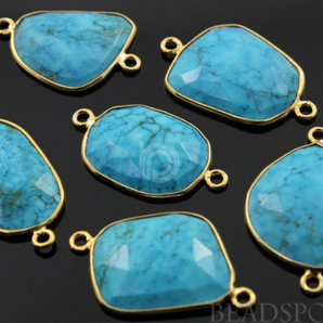 Natural Turquoise Bezel Fancy Shape Connector,(BZC7113) - Beadspoint