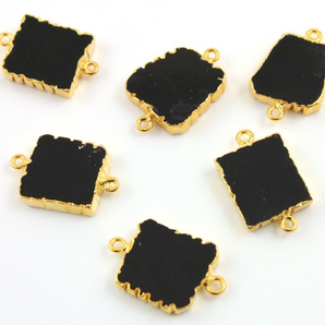 Black Onyx Electroplated Square Connector,(9053/CNT/BLACK) - Beadspoint