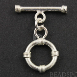 Sterling Silver Toggle Clasp w/ Coil Pattern,(SS/1068) - Beadspoint