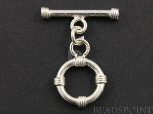 Sterling Silver Toggle Clasp w/ Coil Pattern,(SS/1068) - Beadspoint