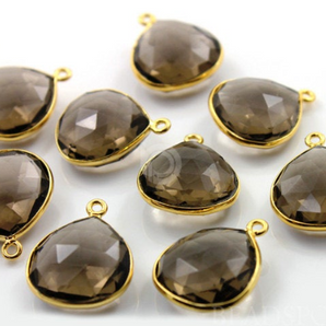 Smokey Topaz Faceted Heart Bezel, (BZC7048) - Beadspoint