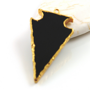 Black Onyx Electroplated Arrowhead, (BZC9026/BNX/LG) - Beadspoint