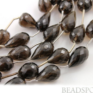 Brazilian Smokey Topaz  Faceted Long Drilled Tear Drops, (STZ7x10Tearld) - Beadspoint