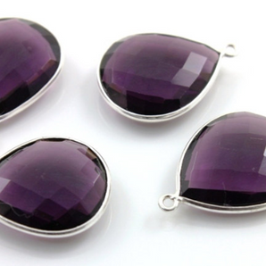 Amethyst Pear Bezel Drop,  (SSBZC3064) - Beadspoint