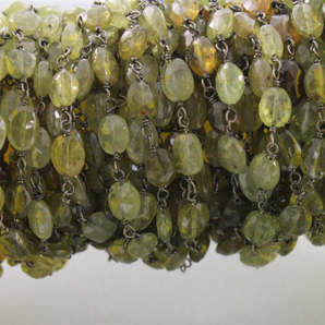 Grossular Garnet Faceted Oval Wire Wrapped Rosary, (ROS-GGR-01) - Beadspoint