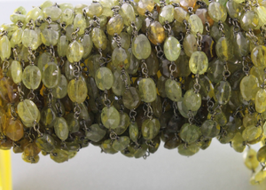 Grossular Garnet Faceted Oval Wire Wrapped Rosary, (ROS-GGR-01) - Beadspoint