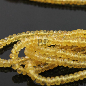 Natural Rich Yellow Sapphire Faceted Rondelle , (SPHYELMICFRNDL) - Beadspoint