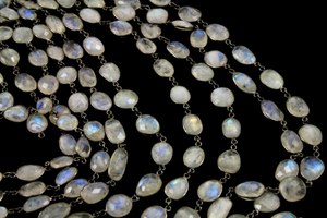 Rainbow Moonstone Faceted Bezel Chain, (BC-RNB-164) - Beadspoint
