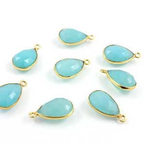 Aqua Chalcedony Faceted Pear Bezel, (BZCT7001) - Beadspoint