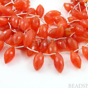 Carnelian Faceted Round Marquise Drops, (CAR8x18Marq) - Beadspoint