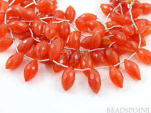 Carnelian Faceted Round Marquise Drops, (CAR8x18Marq) - Beadspoint