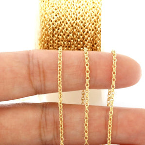 14K Gold Filled Double Links Oval Cable Chain, 2x1.8 mm, (GF-006)