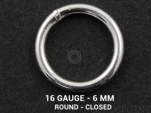 Sterling Silver 16 GA Closed Jump Ring,   (SS/JR16/6C) - Beadspoint