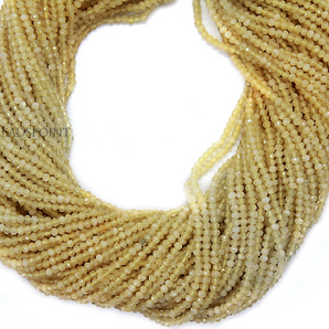 Yellow Chalcedony Micro Faceted Rondelle Beads, (YCHALCE-2.5FRNDL) - Beadspoint