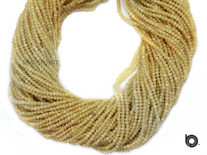 Yellow Chalcedony Micro Faceted Rondelle Beads, (YCHALCE-2.5FRNDL) - Beadspoint