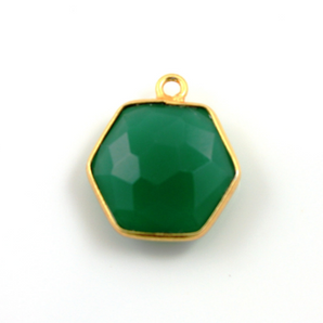 Green Onyx Faceted Modern Hexagon Bezel, (BZC9025/GNX/MD) - Beadspoint