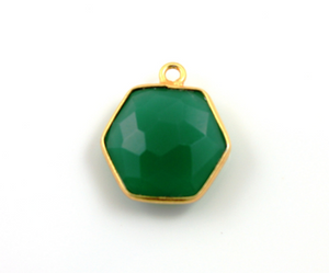 Green Onyx Faceted Modern Hexagon Bezel, (BZC9025/GNX/MD) - Beadspoint