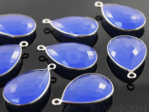 Blue Chalcedony Faceted Pear Bezel, (SSBZC7081) - Beadspoint